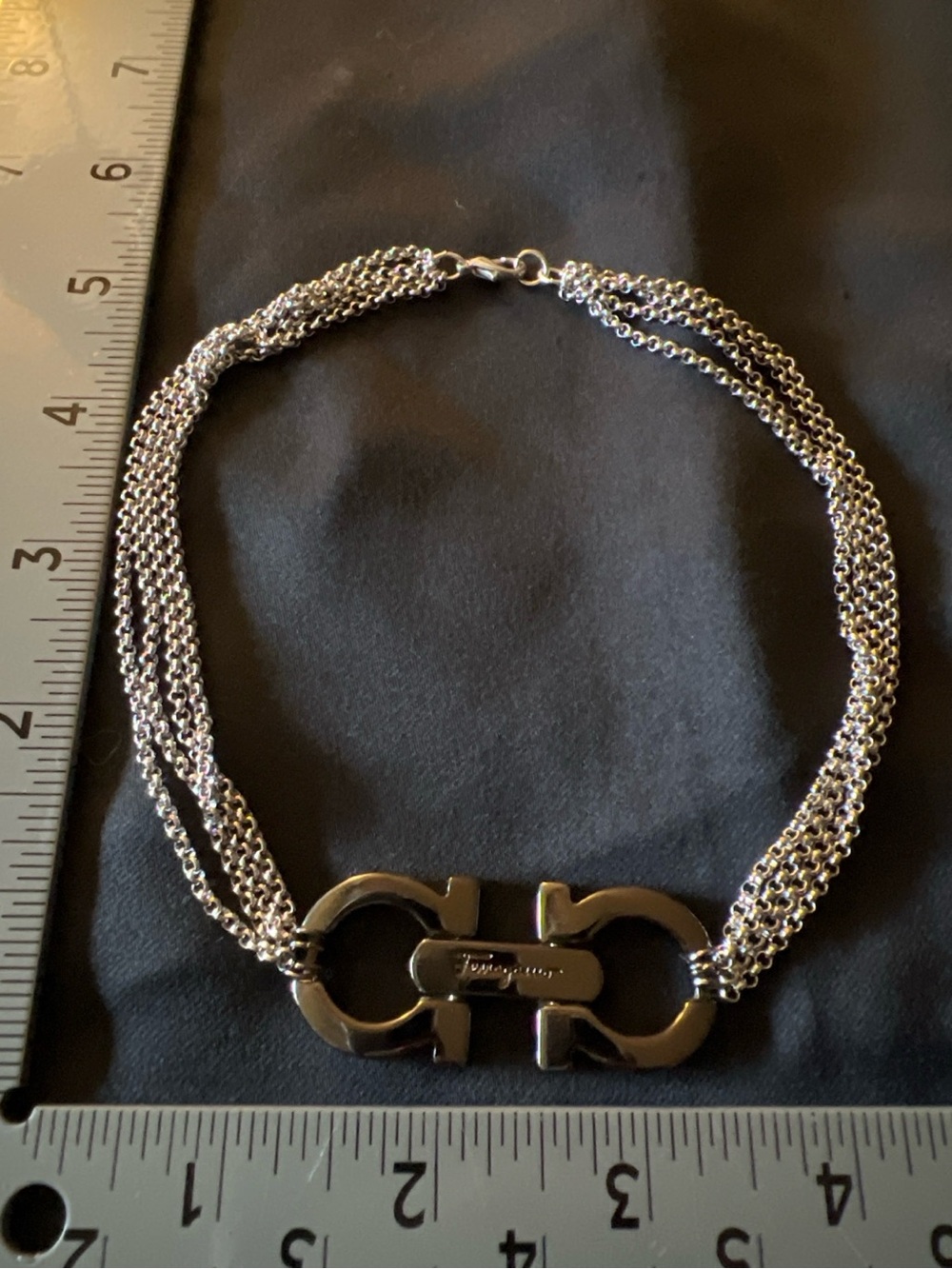 Ferragamo Gunmetal Hardware Necklace | 14.5” Choker - Picture 7 of 8